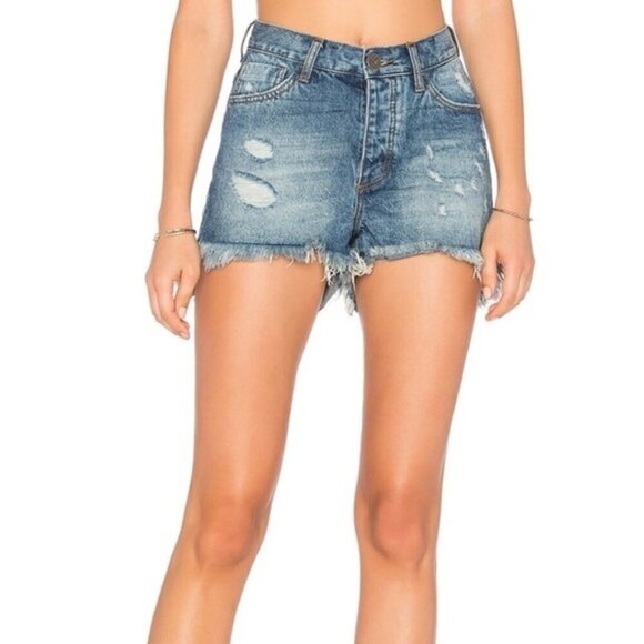 Free People One Teaspoon High Waist Bonita jeans Short fringe Distressed Cutoffs - Picture 3 of 15